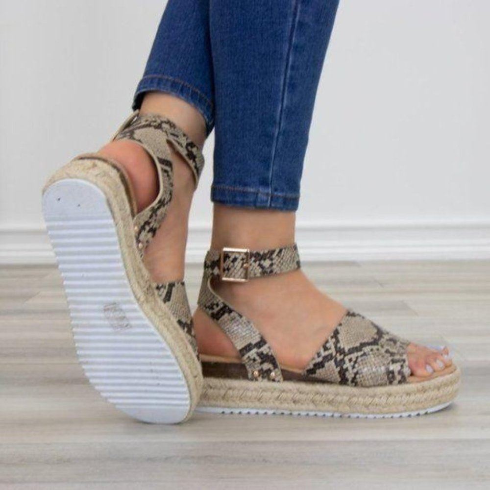 Python Snake Espadrille Platform Comfort Sandal - Picture 4 of 7